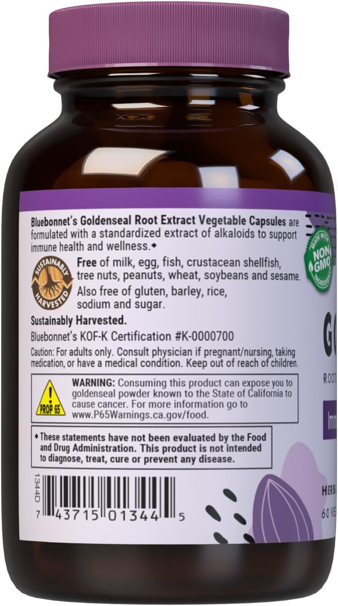 Bluebonnet Goldenseal Root Extract Supplement, 60 Count (B000I4F9Zy)