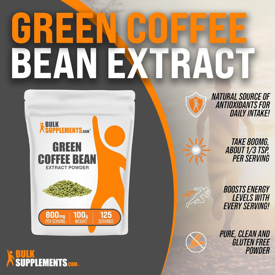 Bulksupplements.Com Green Coffee Bean Extract Powder - Green Coffee Bean Supplements, Green Coffee Bean Powder - Green Coffee Extract, Gluten Free - 800Mg Per Serving, 100G (3.5 Oz)3.52 Ounce (Pack Of 1)