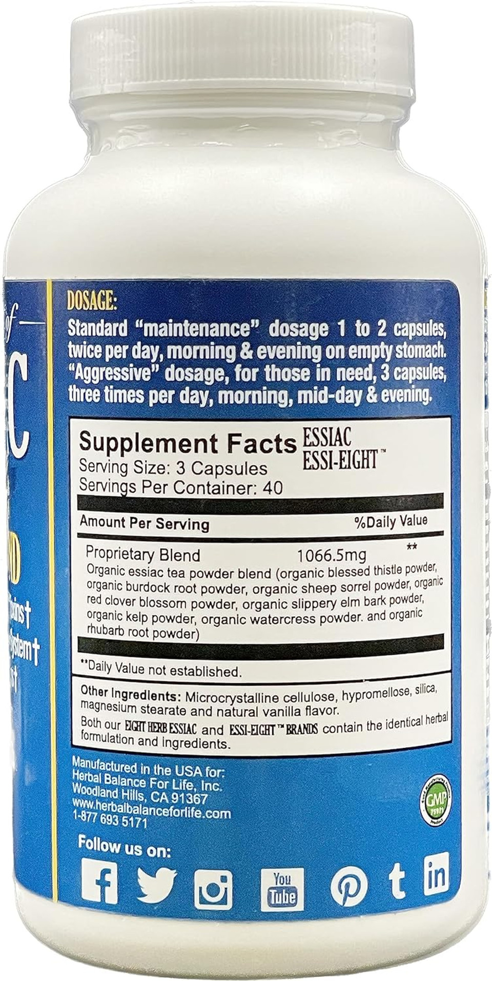 Essiac Tea Capsules, 3199.5 Mg Per Serving, 120 Capsules, Eight Herb Essiac, All Natural, No Brewing Or Refrigeration, Great For Travel