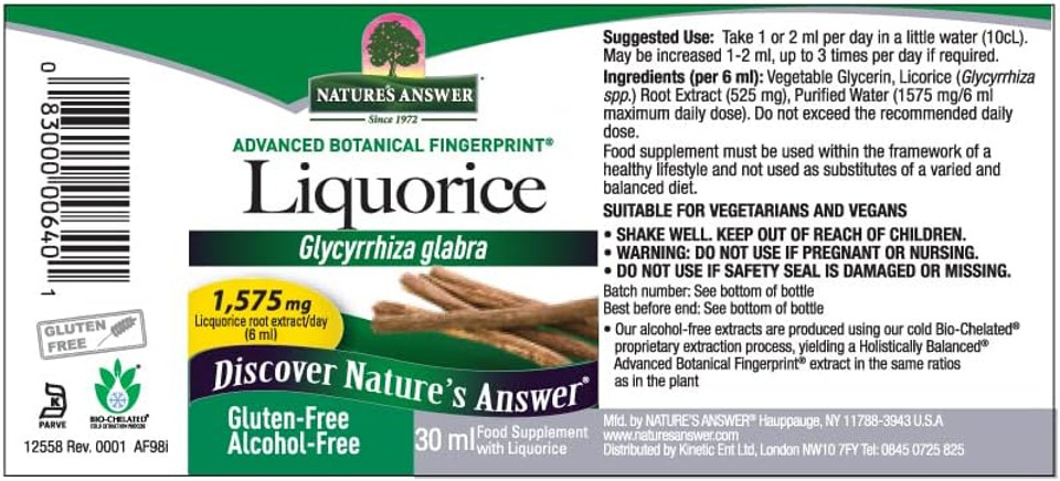 Nature'S Answer Licorice Root | Herbal Supplement | Supports Digestive Health | Non-Gmo & Kosher | Alcohol-Free, Gluten-Free & Vegan 1Oz