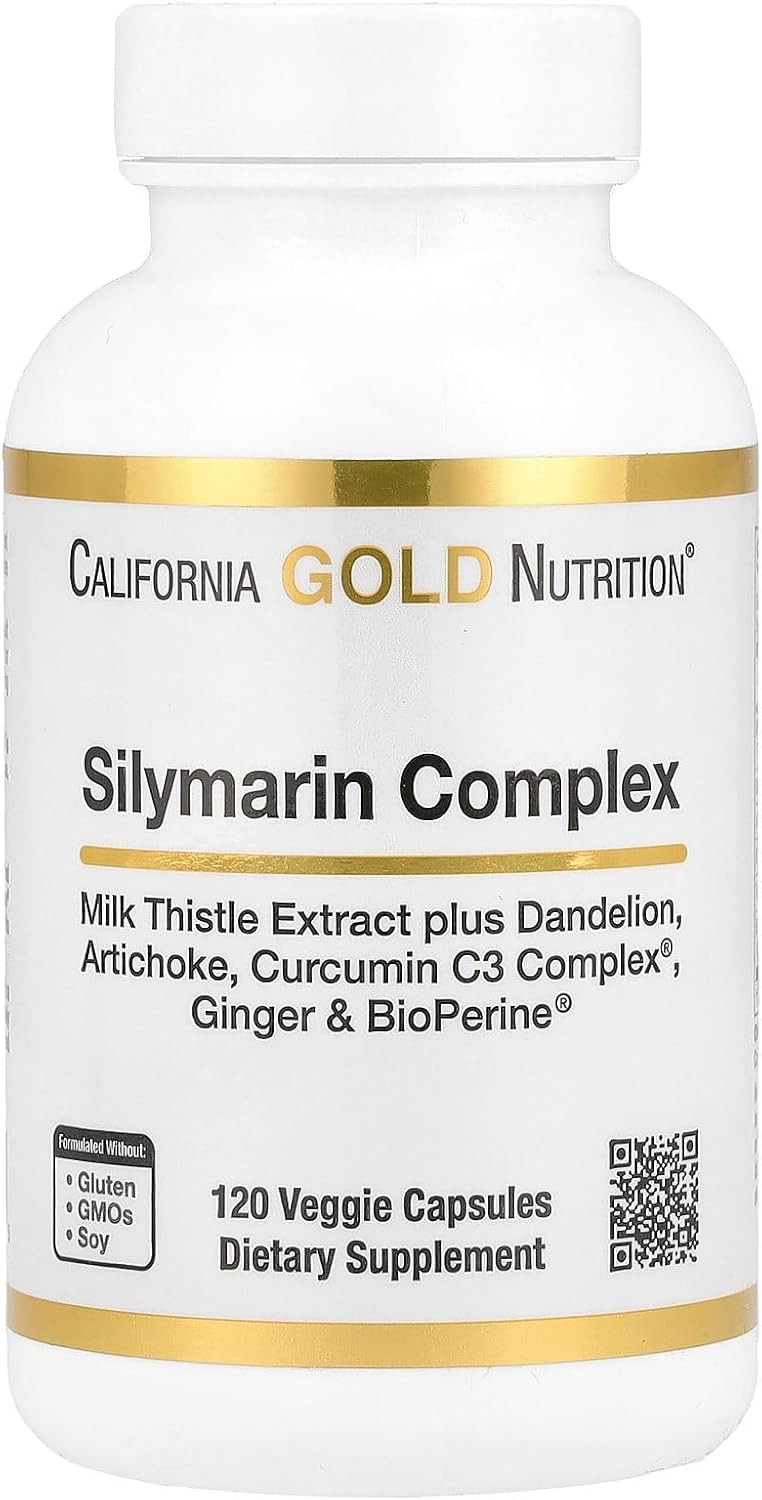 Silymarin Liver Health Complex, Milk Thistle Extract With Curcumin, Artichoke, Dandelion, Ginger, Black Pepper, Synergistic Liver Detox & Cleanse, 120 Veggie Capsules By California Gold Nutrition