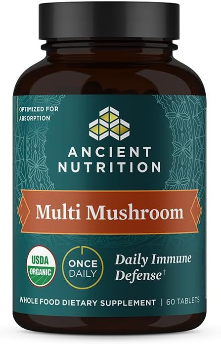 Ancient Nutrition Mushroom Supplement, Organic Multi Mushroom Immune Support Tablet, Supports Stress Response, Gluten Free, Paleo And Keto Friendly, 60 Count