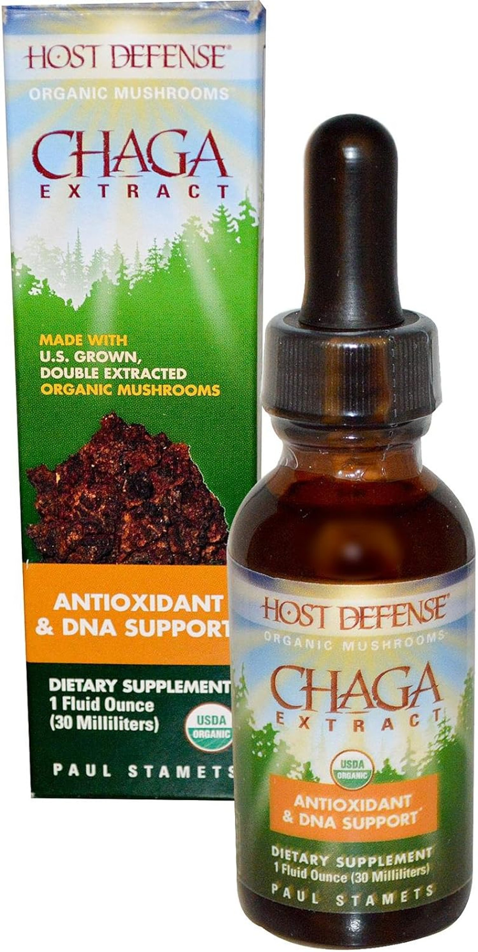 Host Defense, Chaga Extract, Antioxidant And Dna Support, Mushroom Supplement, Plain, 1 Fl Oz