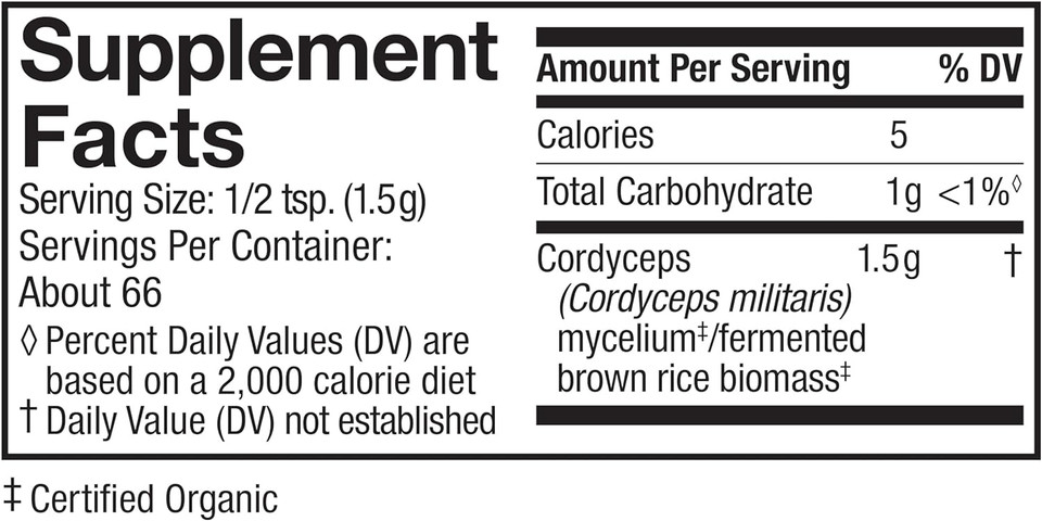 Host Defense, Cordyceps Powder, Supports Energy, Stamina And Athletic Performance, Mushroom Supplement, 3.5 Oz, Plain