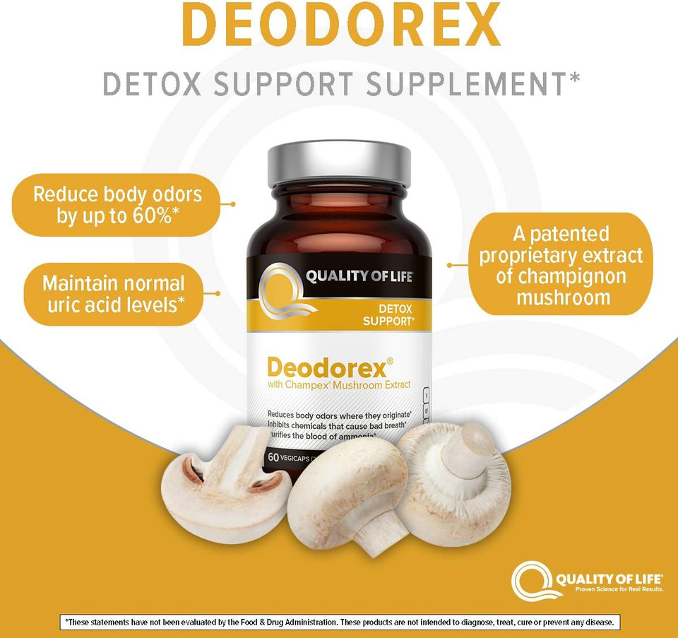 Quality Of Life - Detoxification Support - Fight Bad Breath And Body Odor - Deodorex - 60 Vegicaps