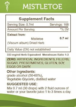 Secrets Of The Tribe Mistletoe Alcohol Tincture Liquid Extract, Mistletoe (Viscum Album) Dried Herb Tincture Supplement (4 Fl Oz)2.00 Fl Oz (Pack Of 1)