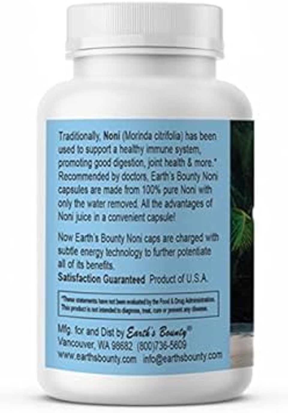 Earth'S Bounty - Hawaiian Noni Fruit Capsules - 60 Veggie Caps - Healthy Immune System & Joint Health Support - 100% Natural & Pure Noni - Vegetarian