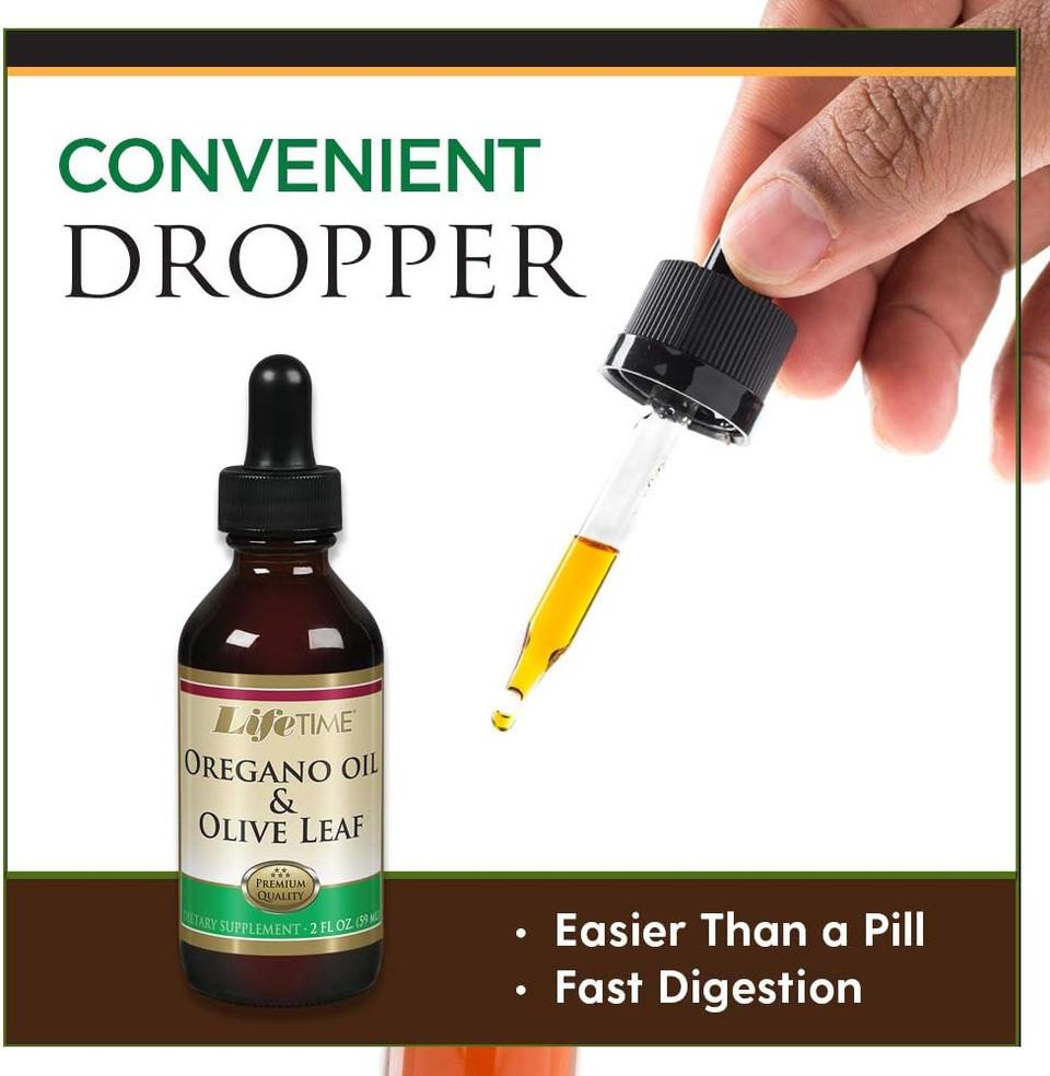 Lifetime Organic Oregano Oil And Olive Leaf Drops | Healthy Immune System Support | Made In The Usa | 2 Fl Oz | 59 Servings