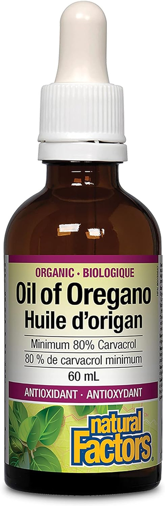 Natural Factors, Certified Organic Oil of Oregano, Herbal Supplement for Immune Support, Vegan, Non-GMO, 2 Oz