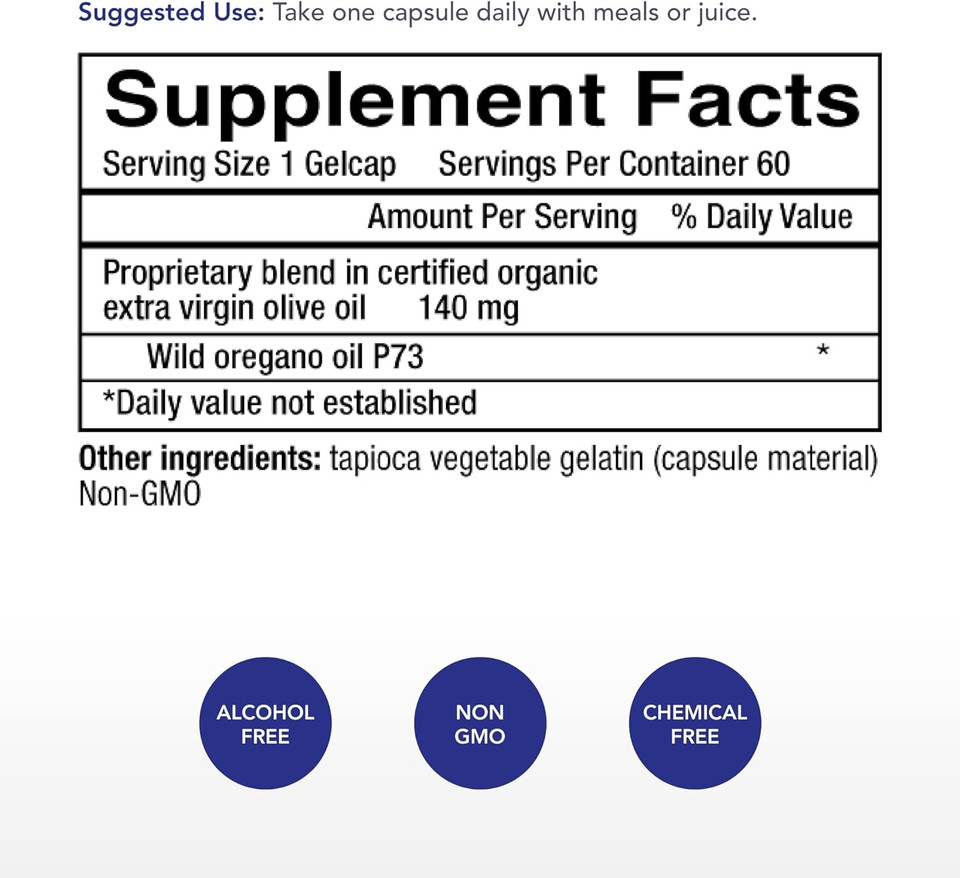 Physician'S Strength Wild Oil Of Oregano - 60 Gelcaps - Non-Gmo - 60 Servings