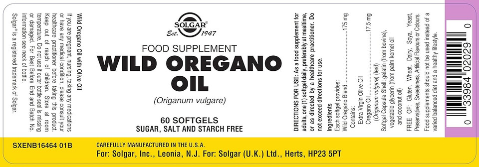 Solgar Wild Oregano Oil, 60 Softgels - Oregano Oil Concentrate - Immune Support - Non Gmo, Gluten Free, Dairy Free - 60 Servings Solgar Wild Oregano Oil, 60 Softgels - Oregano Oil Concentrate - Immune Support - Non Gmo, Gluten Free, Dairy Free - 60 Servings