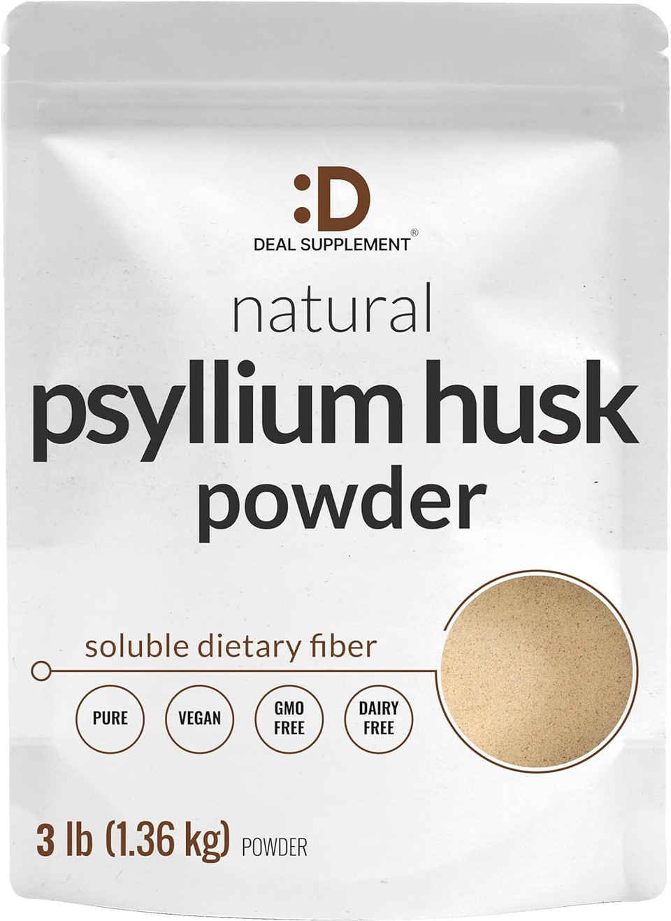 DEAL SUPPLEMENT Psyllium Husk Powder 3 lbs, 9,000mg Per Serving  Unflavored, Plant Based, Soluble Dietary Fiber  Great for Baking & Cooking  Keto Friendly, Gluten Free, Non-GMO