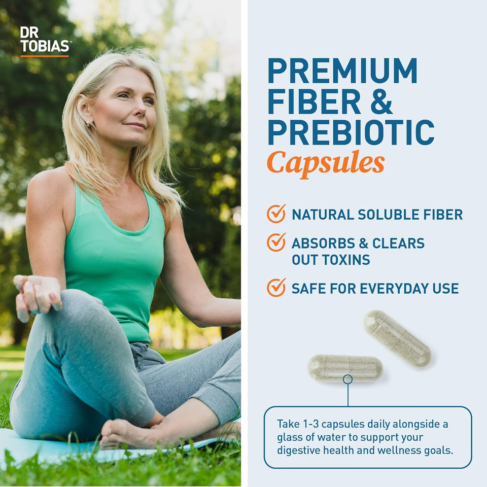 Dr. Tobias Psyllium Daily, Supports Healthy Bowel Movement, Psyllium Husk Capsules With Bentonite Clay, Flaxseed & Natural Ingredients, Daily Fiber Supplement In Support Of Colon Health, 180 Capsules