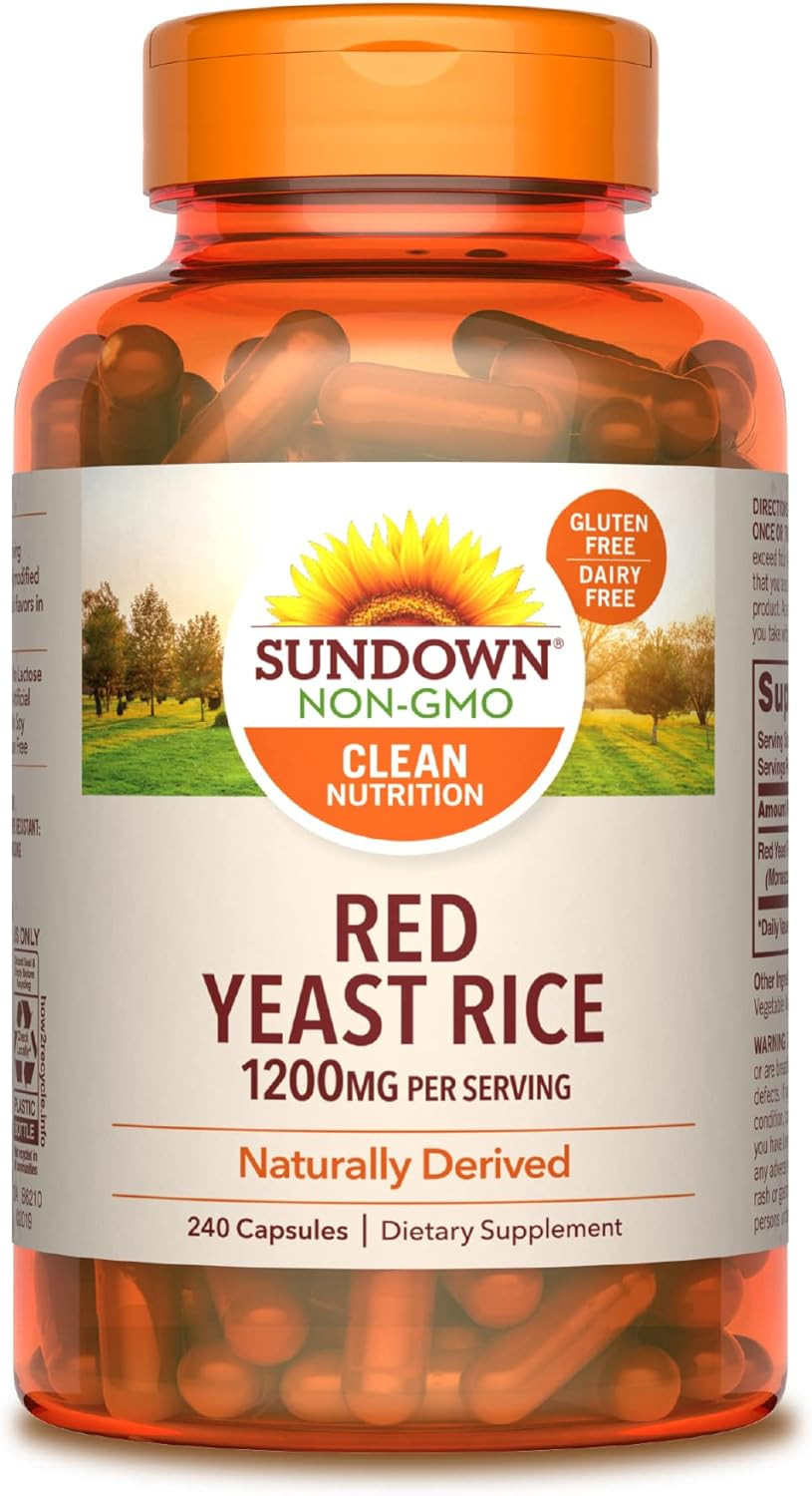 Sundown Red Yeast Rice 1200 Mg, Naturally Derived, 240 Capsules (Packaging May Vary)