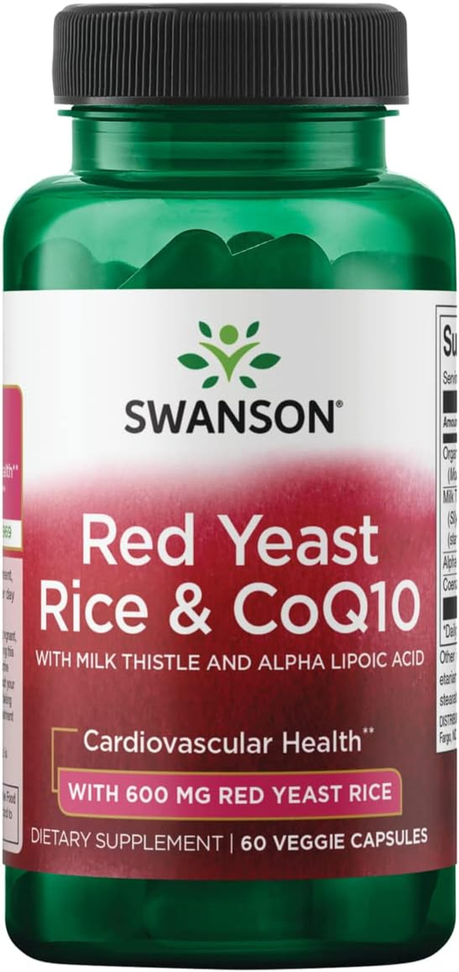Swanson Traditional Red Yeast Rice & Coq10 With Milk Thistle And Alpha Lipoic Acid 60 Veg Capsules