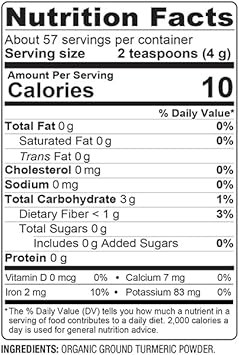 Bareorganics Turmeric Root Powder Superfood, Dietary Supplement, 8 Oz