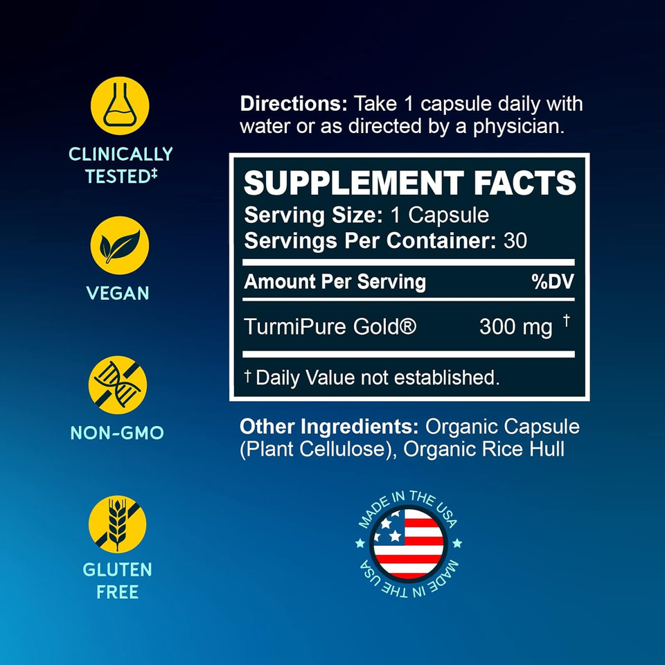 Bioemblem Turmeric Curcumin With Clinically Studied Turmipure - 1 Small Cap Daily, 24X More Absorption Than Others - Non-Gmo - Joint Support, Healthy Inflammation Turmeric Supplements, 60 Serving60 Servings