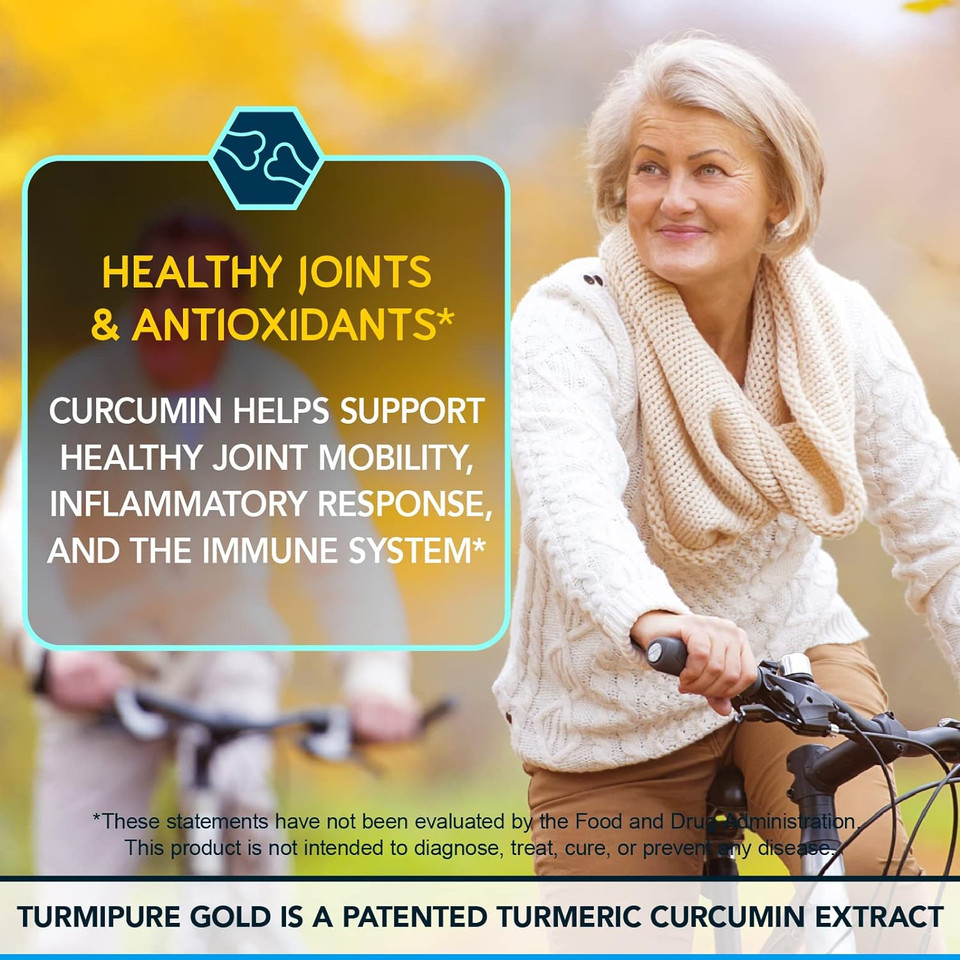 Bioemblem Turmeric Curcumin With Clinically Studied Turmipure - 1 Small Cap Daily, 24X More Absorption Than Others - Non-Gmo - Joint Support, Healthy Inflammation Turmeric Supplements, 60 Serving60 Servings