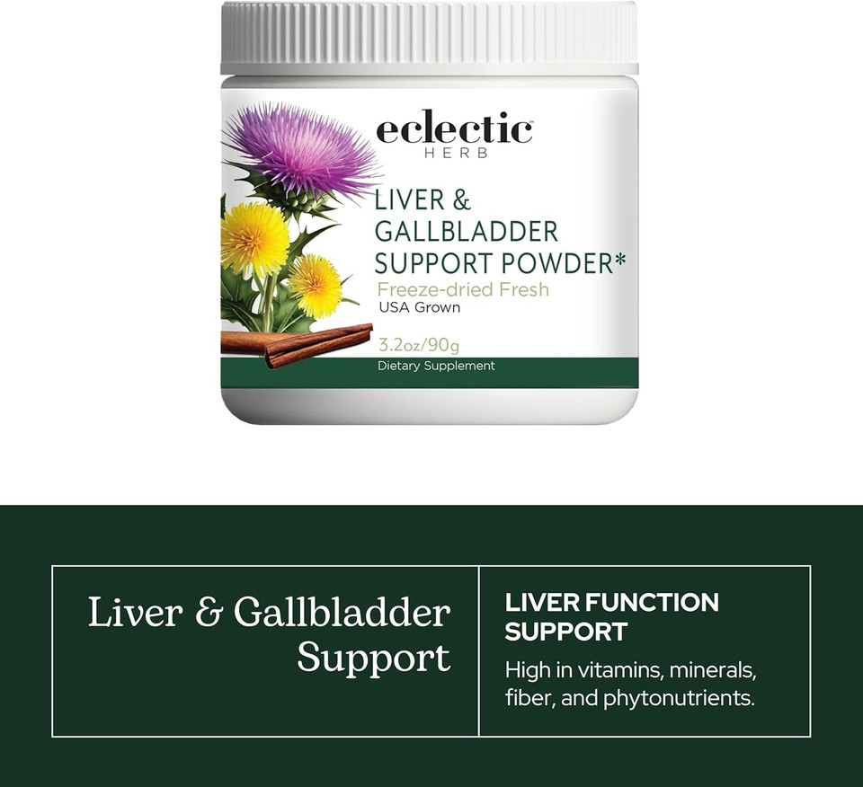 Eclectic Institute Raw Freeze-Dried Non-Gmo Organic Liver And Gallbladder Support | Whole Food Powder With Milk Thistle, Beet Juice, Dandelion, Turmeric, Cinnamon | 90 Grams
