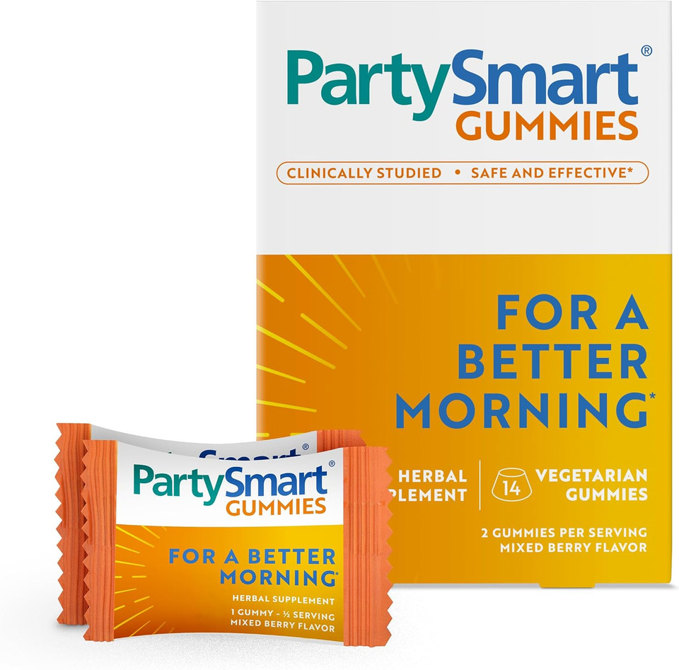 Himalaya Partysmart Gummies, 2 Gummies For A Better Morning, Vegan & Gluten Free, Delicious Mixed Berry Flavor, 14 Gummies, 7-Serving Supply, 250 Mg Per Serving Himalaya Partysmart Gummies, 2 Gummies For A Better Morning, Vegan & Gluten Free, Delicious Mixed Berry Flavor, 14 Gummies, 7-Serving Supply, 250 Mg Per Serving