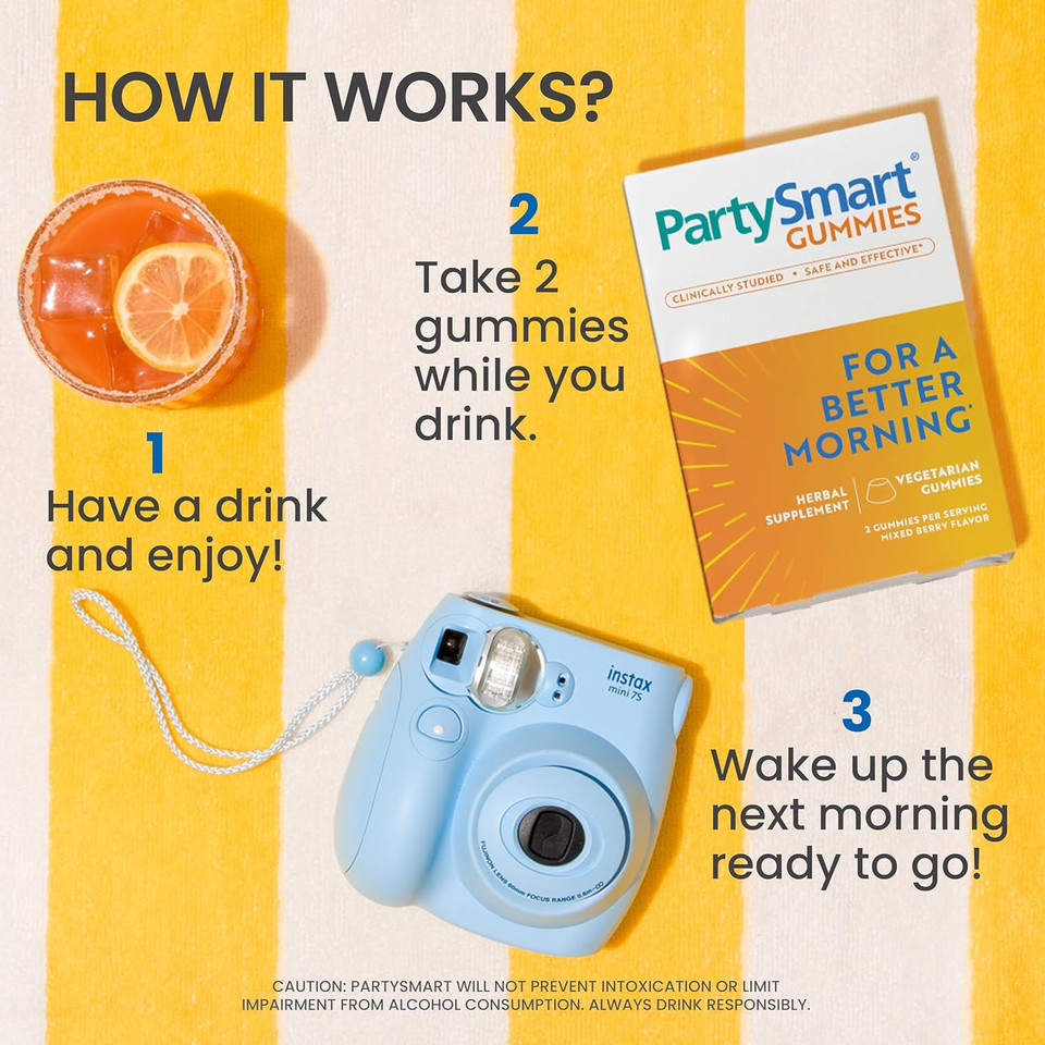 Himalaya Partysmart Gummies, 2 Gummies For A Better Morning, Vegan & Gluten Free, Delicious Mixed Berry Flavor, 14 Gummies, 7-Serving Supply, 250 Mg Per Serving Himalaya Partysmart Gummies, 2 Gummies For A Better Morning, Vegan & Gluten Free, Delicious Mixed Berry Flavor, 14 Gummies, 7-Serving Supply, 250 Mg Per Serving