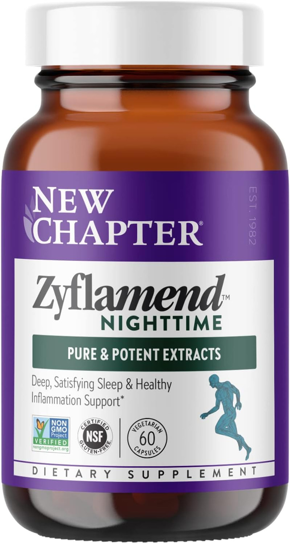 New Chapter Sleep Aid  Zyflamend Nighttime For Sleep Support With Turmeric + Valerian Root + Lemon Balm + Holy Basil, Vegetarian Capsules, 60 Count