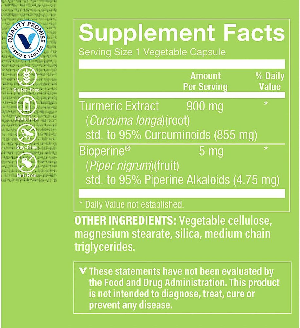 The Vitamin Shoppe Triple Strength Turmeric With Curcumin 900Mg, Supports Joint Mobility & Provides Antioxidant Benefits & 5Mg Bioperine To Enhance Nutrient Absorption - Once Daily (240 Capsules)