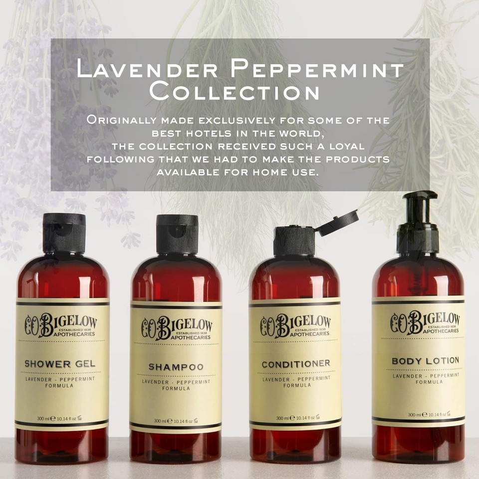 C.O. Bigelow Lavender Peppermint Travel Kit, 4 Items (3.4 Oz Each) Plus Travel Case