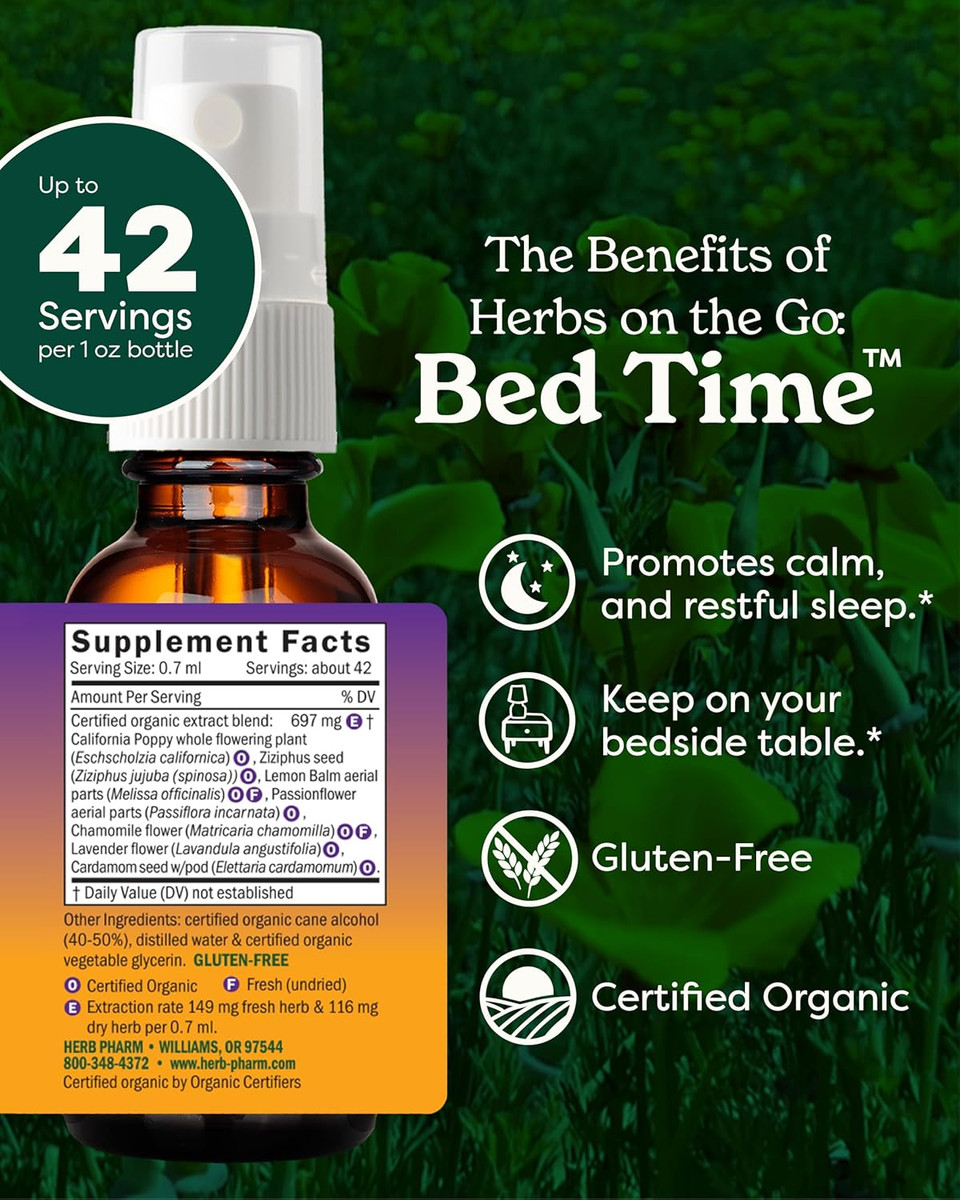 Herb Pharm Herbs On The Go Portable Spray, Bed Time 1 Fl Oz