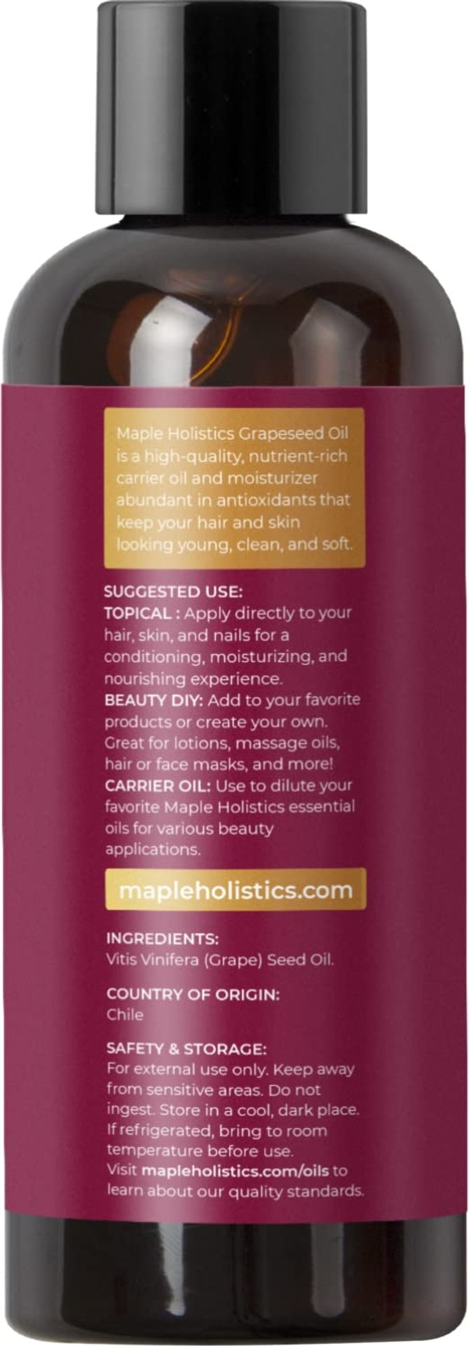 Grapeseed Oil For Hair Skin And Nails - Pure Grapeseed Carrier Oil For Skin And Moisturizing Body Oil For Dry Skin - Grapeseed Oil For Skin Rich In Vitamin A E K And Omega 3 For Anti Aging Skin Care