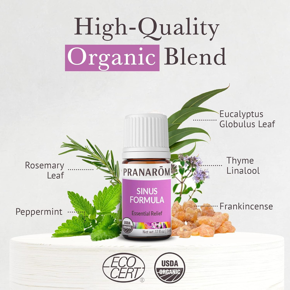 Pranarom - Sinus Formula Essential Oil Blend (5Ml) - Olive Oil, Eucalypts, Peppermint, Rosemary, Frankincense, & Thyme - 100% Pure Essential Oil For Topical Use | Usda And Ecocert Certified Organic0.17 Fl Oz (Pack Of 1) Pranarom - Sinus Formula Essential Oil Blend (5Ml) - Olive Oil, Eucalypts, Peppermint, Rosemary, Frankincense, & Thyme - 100% Pure Essential Oil For Topical Use | Usda And Ecocert Certified Organic0.17 Fl Oz (Pack Of 1)