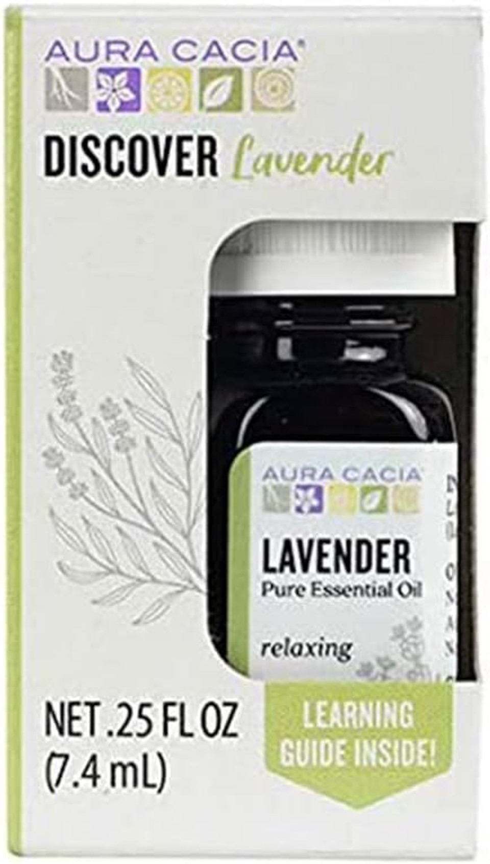 Aura Cacia Discover 100% Pure Lavender Essential Oil | Gc/Ms Tested For Purity | 7.4 Ml (0.25 Fl. Oz.) In Box With Uses Insert | Lavandula Angustifolia, 190847