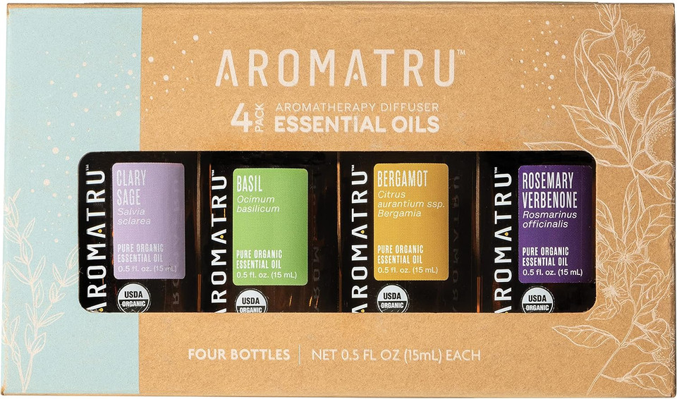 Aromatru Essential Oil Kits - Organic And Wildcrafted  No Synthetic Fillers  Iso Lab Certified For Purity  Ethically Sourced From Sustainable Origins