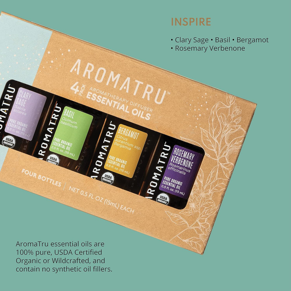 Aromatru Essential Oil Kits - Organic And Wildcrafted  No Synthetic Fillers  Iso Lab Certified For Purity  Ethically Sourced From Sustainable Origins