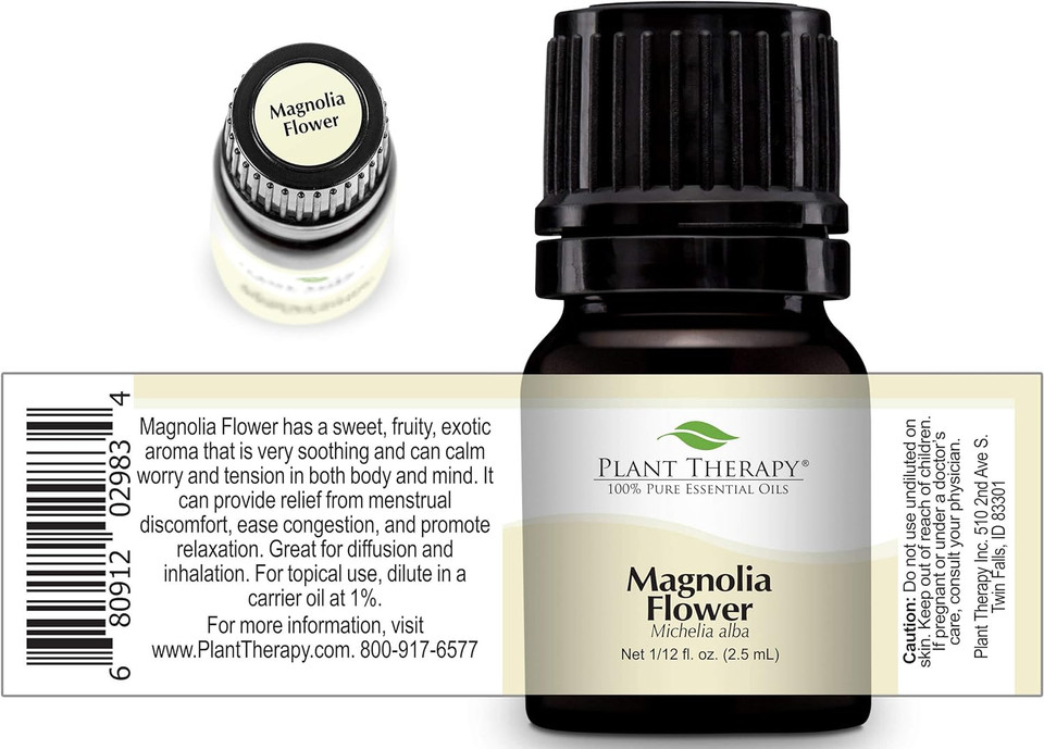 Plant Therapy Magnolia Flower Essential Oil 2.5 Ml (1/12 Oz) 100% Pure, Undiluted, Therapeutic Grade0.08 Fl Oz (Pack Of 1)
