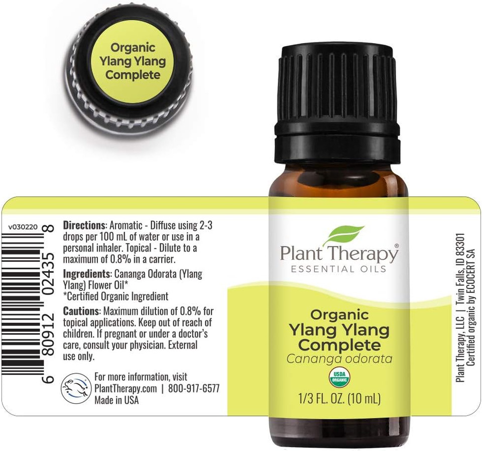 Plant Therapy Ylang Ylang Complete Organic Essential Oil 100% Pure, Undiluted, Natural Aromatherapy, Therapeutic Grade 10 Ml (1/3 Oz)