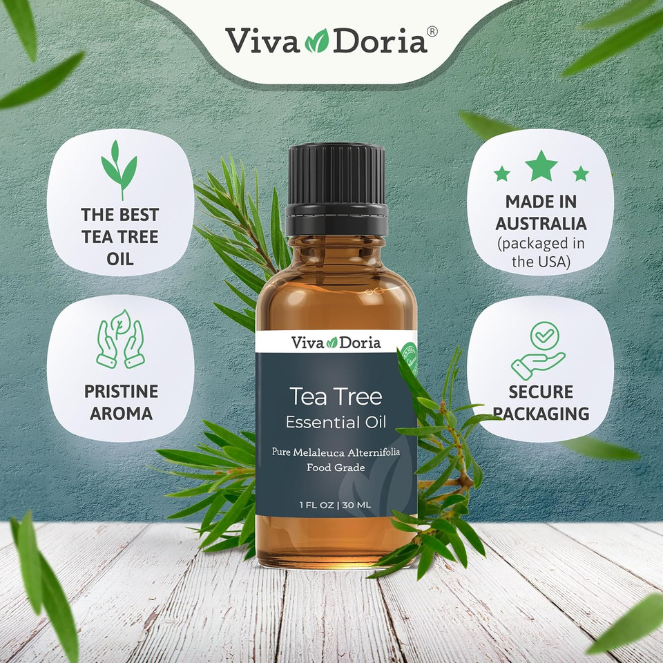 Viva Doria 100% Pure Australian Tea Tree Essential Oil, Undiluted, Food Grade, 30 Ml (1 Fluid Ounce)
