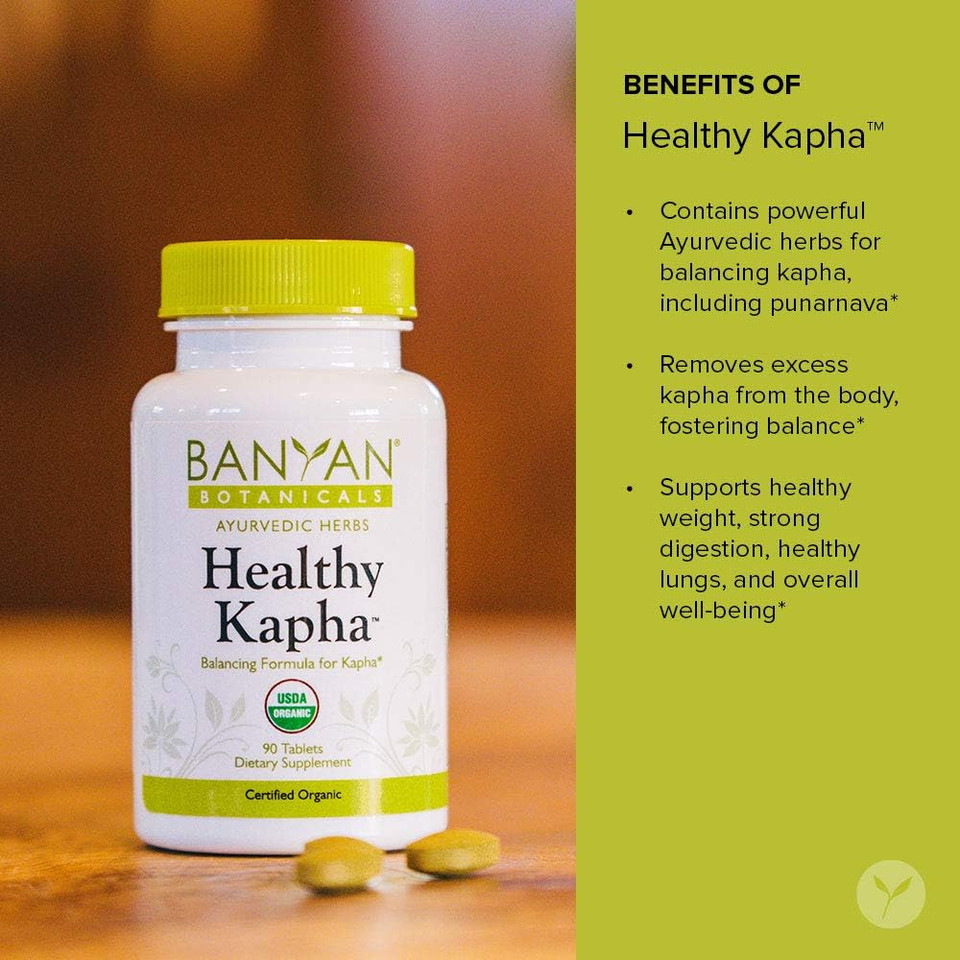 Banyan Botanicals Healthy Kapha  Organic Herbal Tablets ­­With Punarnava  For Balancing Kapha Dosha, Weight Management & Digestion Support*  90 Tablets  Non-Gmo Sustainably Sourced Vegan