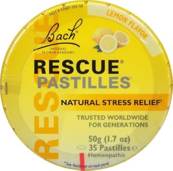 Bach Rescue Pastilles, Black Currant Flavor, Natural Stress Relief Lozenges, Homeopathic Flower Essence, Vegetarian, Gluten And Sugar-Free, 35 Count