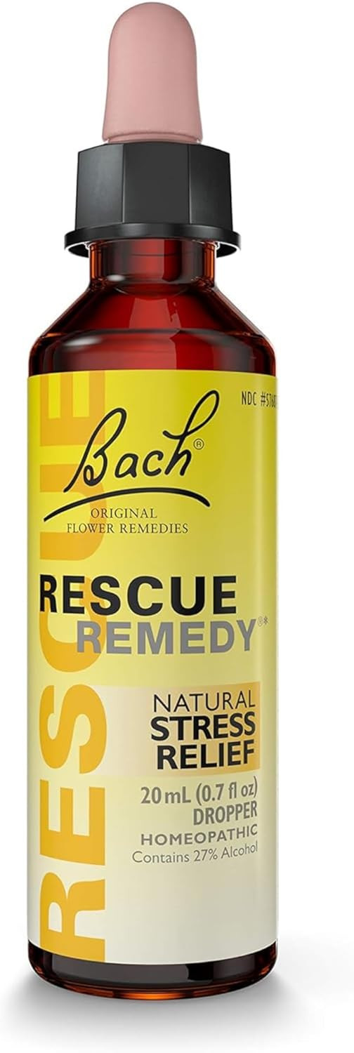 Bach Rescue Remedy Dropper 10Ml, Natural Stress Relief, Homeopathic Flower Essence, Vegan, Gluten & Sugar-Free, Non-Habit Forming