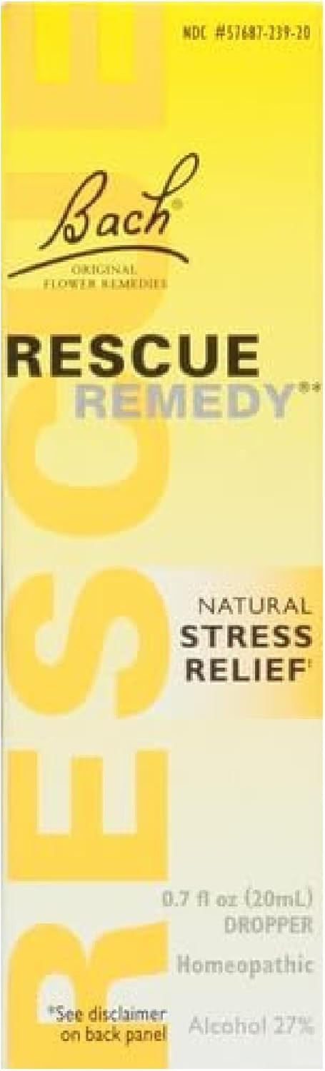 Bach Rescue Remedy Dropper 10Ml, Natural Stress Relief, Homeopathic Flower Essence, Vegan, Gluten & Sugar-Free, Non-Habit Forming