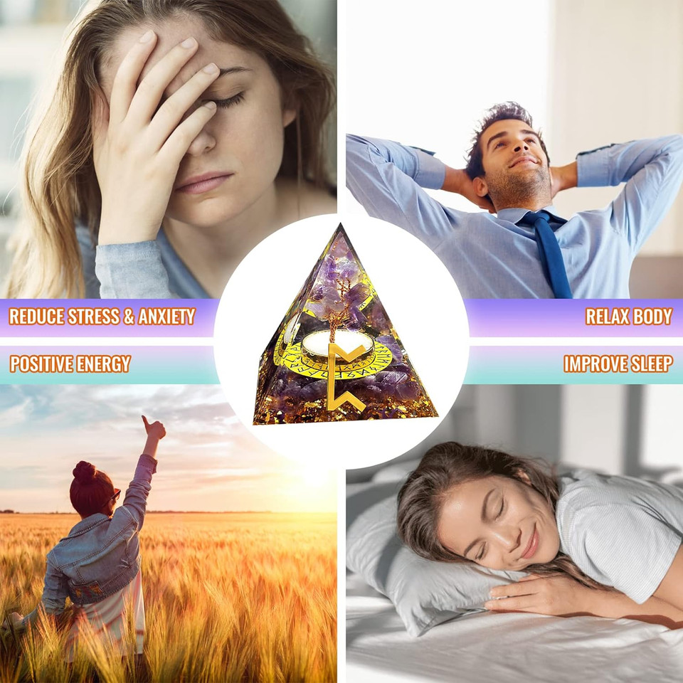Ebgrf Orgone Pyramids For Positive Energy, Chakra Healing Orgonite Pyramid, Crystal Energy Generator Stress Reduce Meditation Inner Peace Wealth Health Lucky Men & Women Gift Decor (Magic(Perdo))Magic(Perdo)