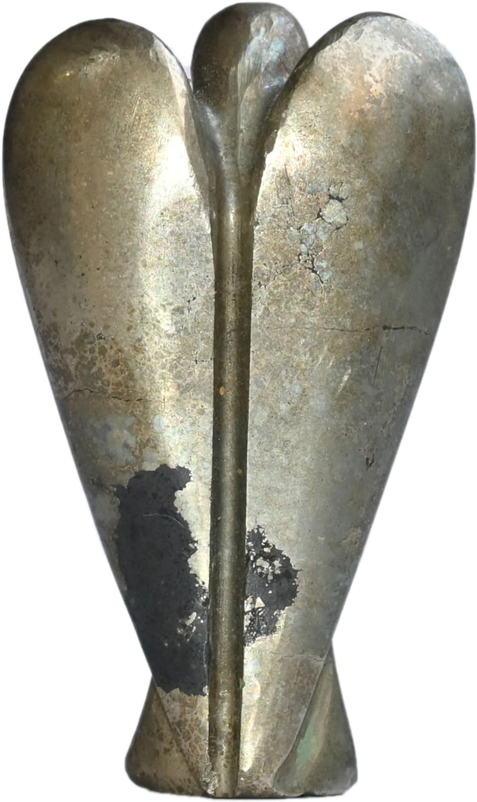 Gagzi Hand Curved Natural Beautiful Pyrite Angel Gemstone Angel Pocket Guardian Angel Reiki Healing Stone Statue Positive Energy 2 Inchpyrite
