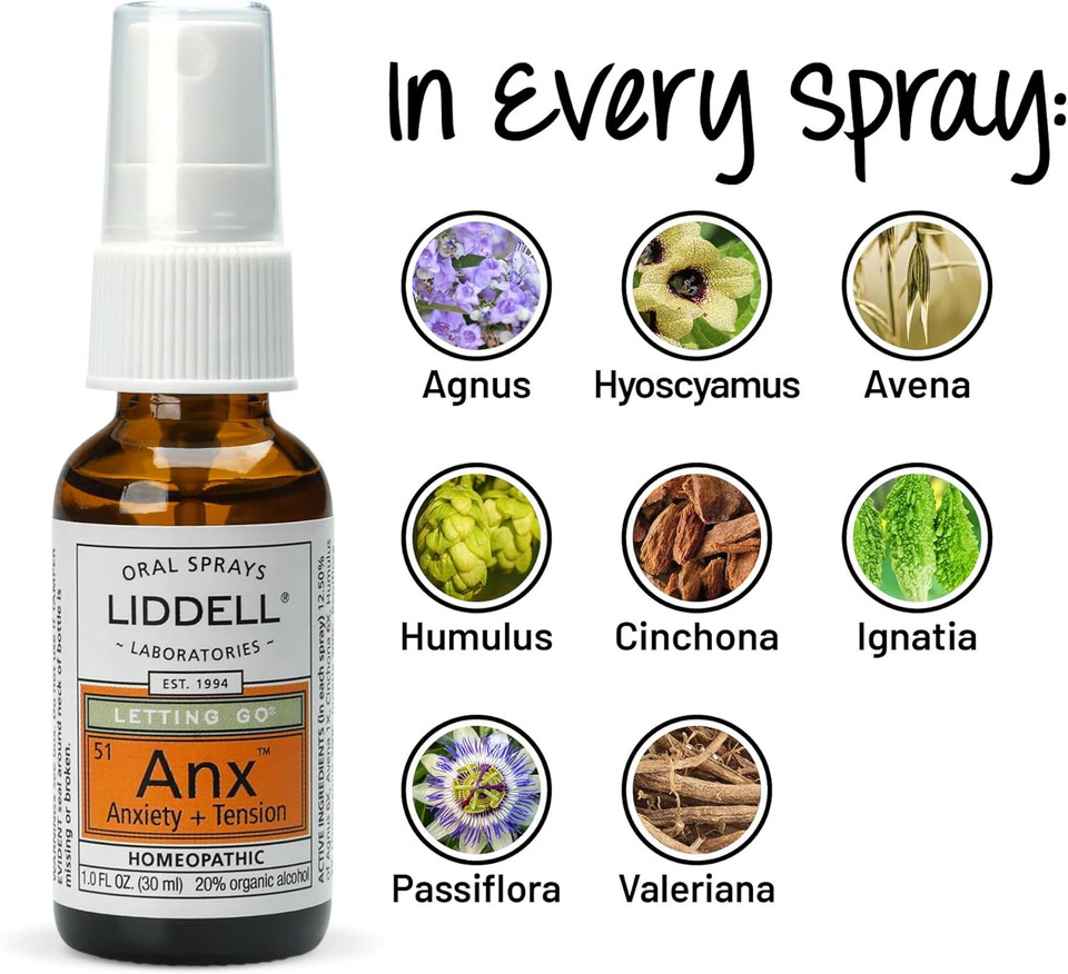 Liddell Letting Go - Homeopathic Remedies - Oral Spray For Symptoms Of Anxiousness, Stress And Restlessness - Natural Calm Spray - 1.0 Fl. Oz