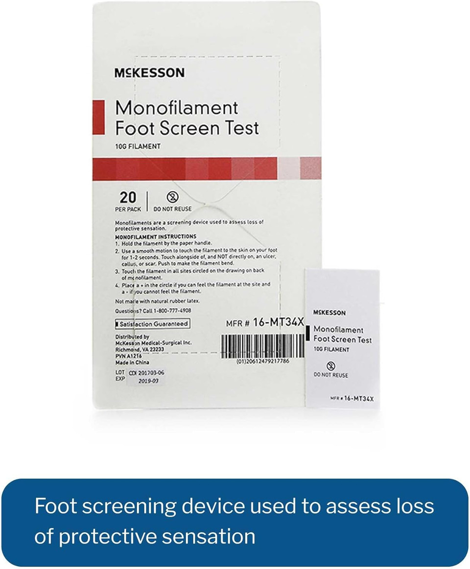 Mckesson Monofilament Foot Screen Test, Neuropathy Screening Test Diabetic, 10 G, 20 Count