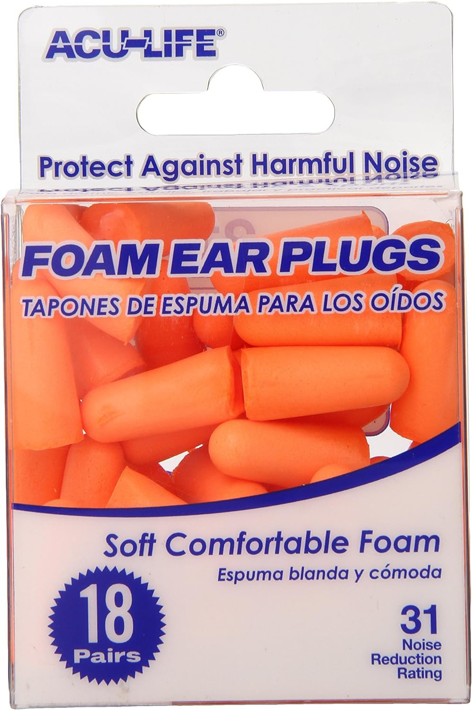 Acu-Life Ear Plugs (18 Pair) | Ear Plugs For Sleeping, Snoring, Loud Noise, Concerts, Construction, Studying & Traveling | Nrr 31