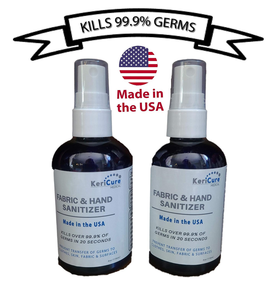 Kericure Medical 2 Pack Sanitizer Spray, Unscented, Disinfects And Deodorizes, 70% Isopropyl Alcohol, Fragrance And Perfume Free, Woman Owned Small Business, Made In The Usa