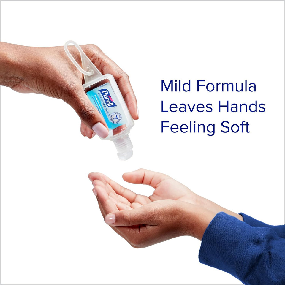 Purell Advanced Hand Sanitizer Variety Pack, Naturals And Refreshing Gel, 1 Fl Oz Travel Size Flip-Cap Bottle With Jelly Wrap Carrier (Pack Of 8), 3900-09-Ecsc