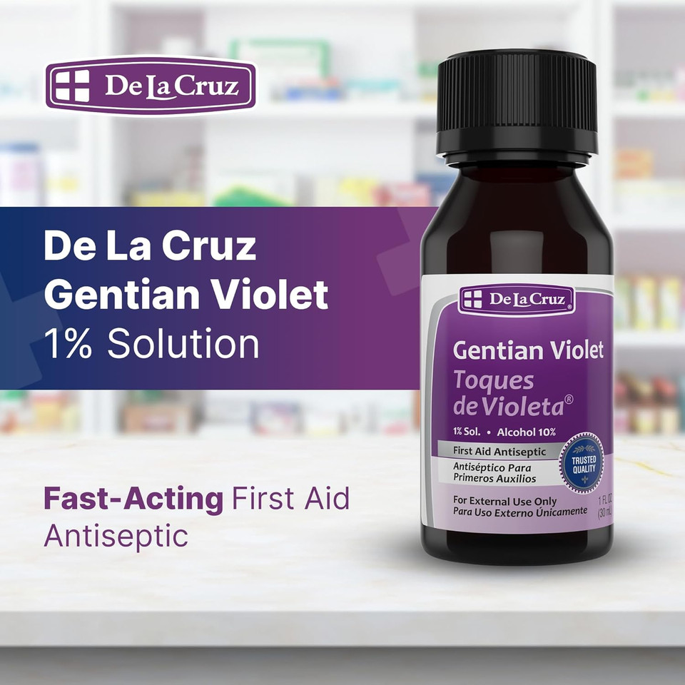 De La Cruz Gentian Violet - Violeta De Genciana - Tincture Of Violet 1% First Aid Antiseptic, 1 Fl Oz (6 Bottles)