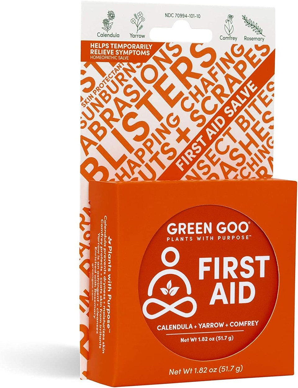 Green Goo Natural Skin Care For Cracked Hands And Feet, White, First Aid, Large Tin, 1.82 Ounce